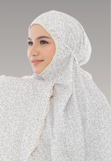 Telekung Aurora Bloom Collection - Lily Mist